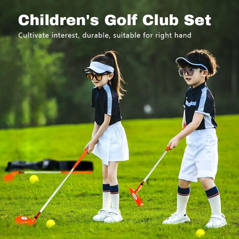 KONDAY Kids Golf Clubs Set Children Golf Set Yard Sports Tools Three Clubs with Carry Bag and Soft Balls (Orange) - Image 4